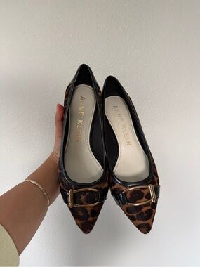 Anne Klein Leopard-Print Pointed Flats with Black Trim